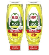 Image of Fairy Max Power Lemon Washing Up Liquid 730ml x2 Easy Grease Cleaning Dish Detrg