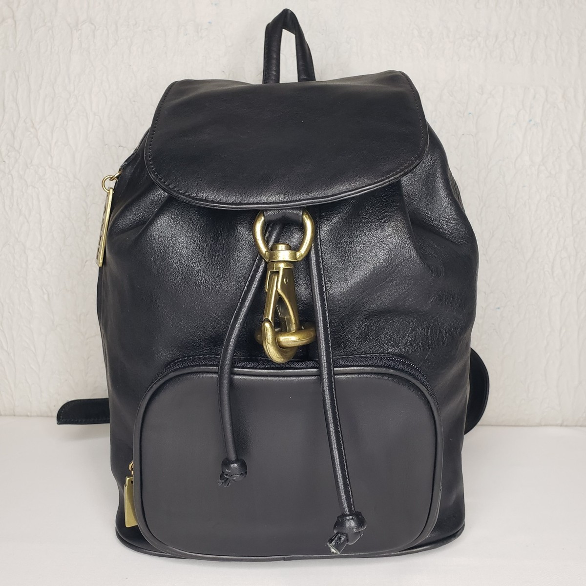 Vtg DKNY Donna Karan Leather Bagpack Purse Women