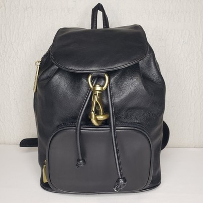 Vtg DKNY Donna Karan Leather Bagpack Purse Women