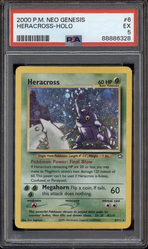 2000 Pokemon Neo Genesis #6 Heracross Holo PSA 5