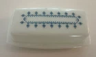 Vintage PYREX Snowflake Garland Blue Butter Dish | Milk Glass