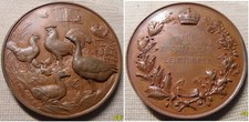 Preußen Bronze Medaille 1887, Staatpreis Geflügel Zucht 52,9g /51,3mm