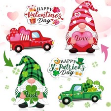 Double Sided Valentines Magnets St. Patrick's Day Magnets Gnomes Heart
