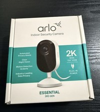 Arlo Essential Indoor Security Camera 2K 3rd Gen - 2025 - Wired Plug-in Power
