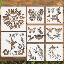 8 Pcs Large Flower Stencils for Painting, 11.81 X 11.81 Inch Flower Stencils B