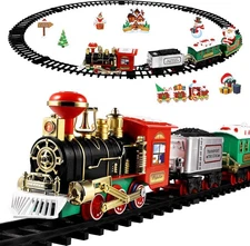 Toyvian Christmas Railway Train Set with 47.2" Track & 4 Cars Lights... 