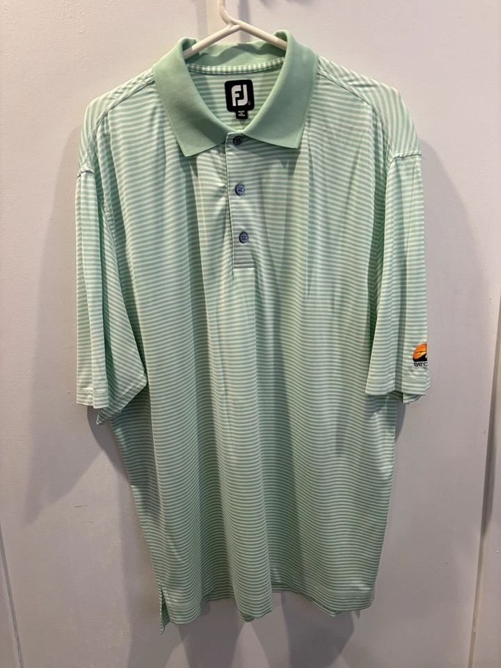 Footjoy Mens Polo Shirt Golf Shirt Striped/Solid Size L Performance Lot Of 5 - Image 3 of 4