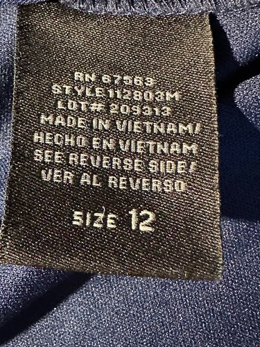 SLNY Womens Sleeveless Navy Chiffon Layered Dress Sz 12 Pre-owned - Picture 6 of 10