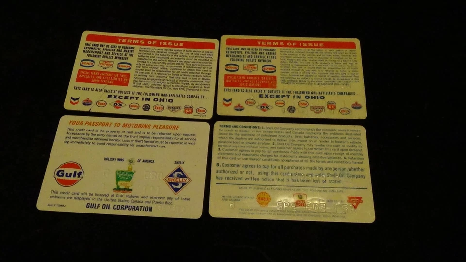 Lote de 4 cartões de crédito a gás SOHIO 1964 & 1966 além de cartão de viagem Gulf crédito shell - Imagem 2 de 2