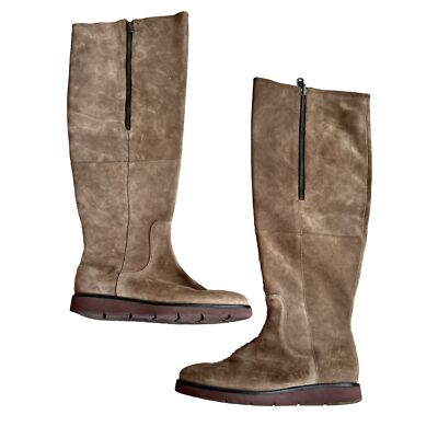 Johnston & Murphy Cuffed Knee Boots Sz 8.5 M Stony Waxy Tan Suede Bree 78-51357
