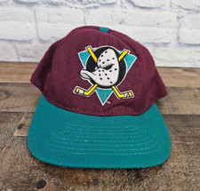 Vtg Anaheim Mighty Ducks Hat Cap Snapback Disney NHL USA Made Purple Teal 90s