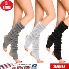 3 Pairs Women Leg Warmers Knit Ballet Yoga Socks Toeless Training Dance Winter