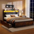 Polsterbett Doppelbett 180 x 200 cm,mit Stauraum-Kopfteil,mit USB-Port und LED