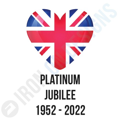 PLATIN JUBILÄUM UNION JACK FLAGGE 1952-2022 - TSHIRT TRANSFER ZUM AUFBÜGELN - A6 A5 A4 - Bild 3 von 5
