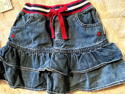 OshKosh B'Gosh Girls Sz 4T 2 Piece Patriotic Ruffled Jean Skirt & Tank Top NWT 4 - Picture 2 of 6