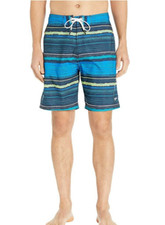 Speedo Men's Border Line Performance 20" E-Boardshorts Blue Multi Medium