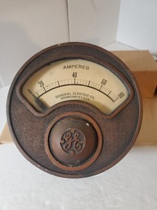 Vintage General Electric Type R-6 AMP 80 5 C TRANS Amperes Meter - Untested 1915