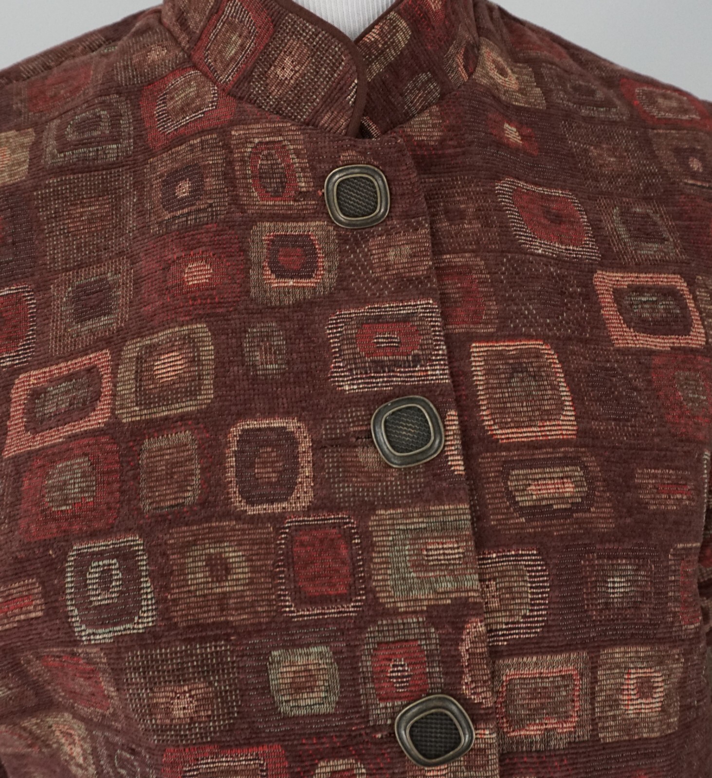 Orvis Red Multicolor Button Up Collared Tapestry … - image 2
