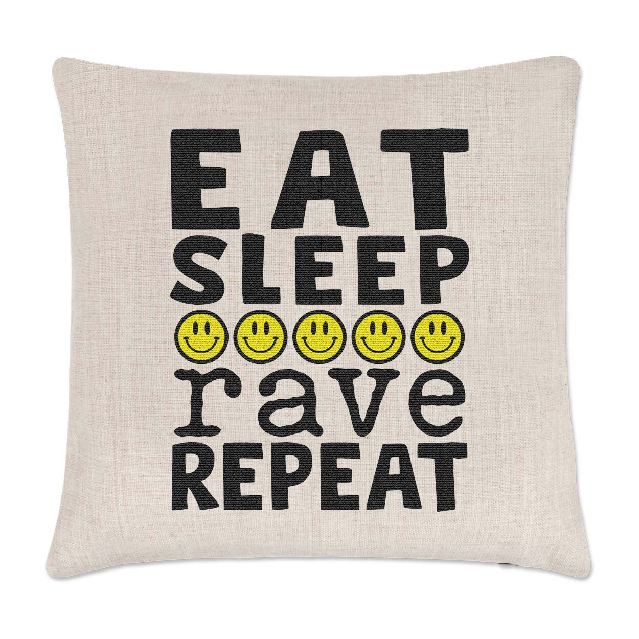 Eat Sleep Rave Repeat Cushion Cover Pillow Raver House Techno Music Festival