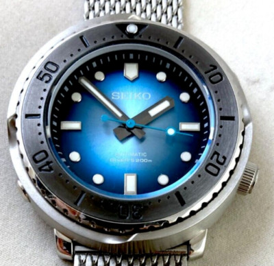 Mod NH38 MINI BABY TUNA 39mm No Date Diver Ocean Turtle Sub SHROUD Blue Sunburst