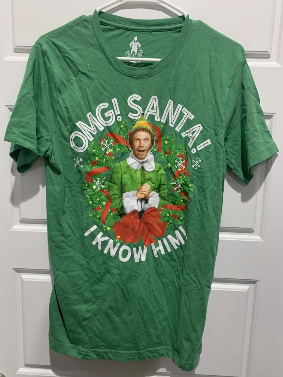 Talking Elf OMG SANTA I Know Him Christmas Holiday Green t shirt