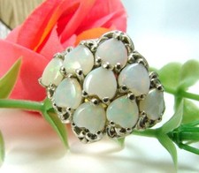 Australian White Opal Platinum Over Sterling Silver Ring Size 6   L544