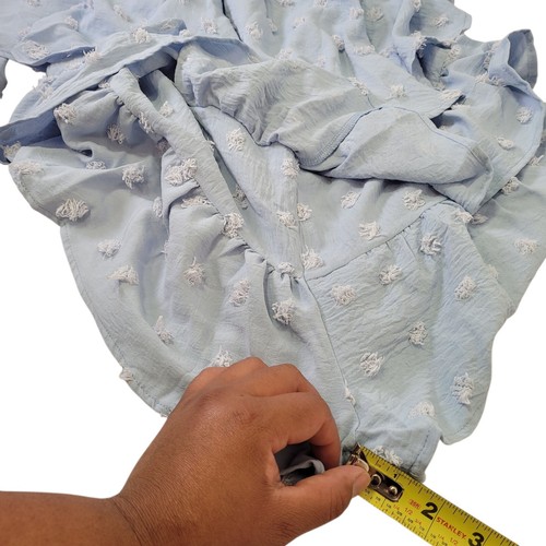 Women Sexy Romper Shorts Swiss Dot Off Shoulder Ruffle Flowing Shorts Blue Large - Picture 12 of 12