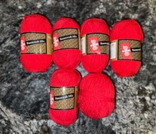 6 x 50g Schewe Wolle (Baumwoll-Mix) in Feuerwehr-Rot, OVP!