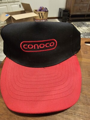 Vintage Conoco Gas Oil Hat Cap Snapback Red Black Nissin ( )