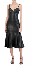 BCBGMAXAZRIA BLACK Women's Faux Leather Sweetheart Dress, US 10