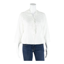 Camicia Blusa Bianca Donna V-Neck Manica 3/4 S