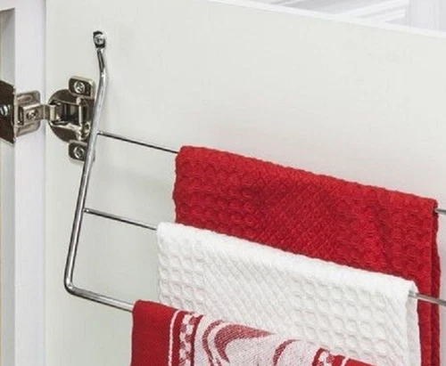 3-Tier Kitchen Cabinet Door Mount Towel Bar Holder Dishcloth Rack Bathroom Rag - Picture 5 of 7