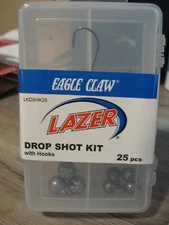 25 Piece Eagle Claw Drop Shot Kit Fishing Weights & Hooks