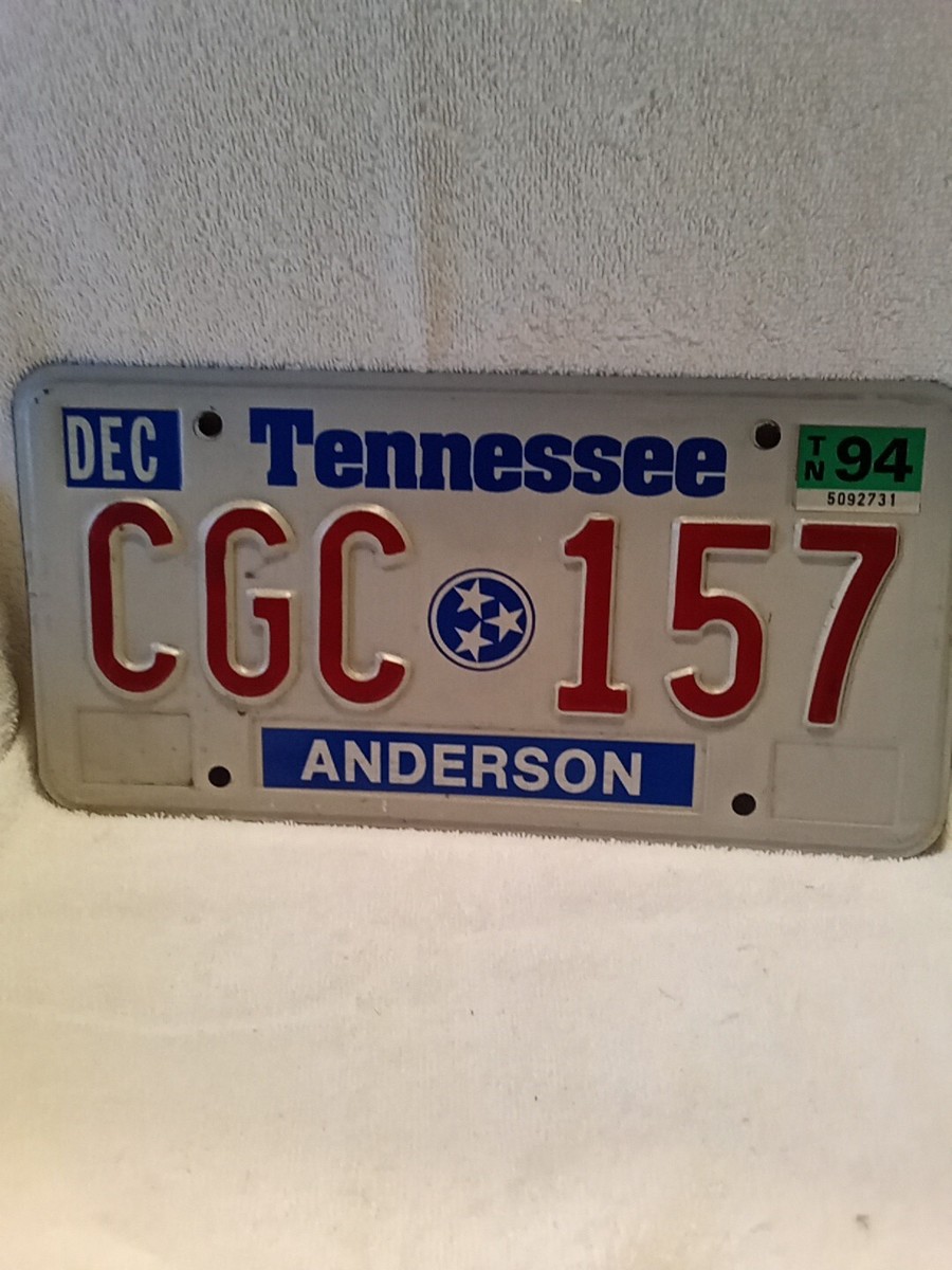Tennessee License Plate Tag CGC 157 blue Circle 3 Stars Center