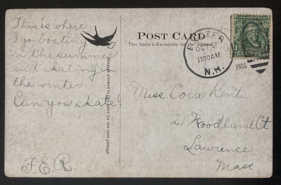 EXETER, NH. C.1906 PC.(N18)VIEW OF FRESH RIVER AT GILMAN PARK eBay