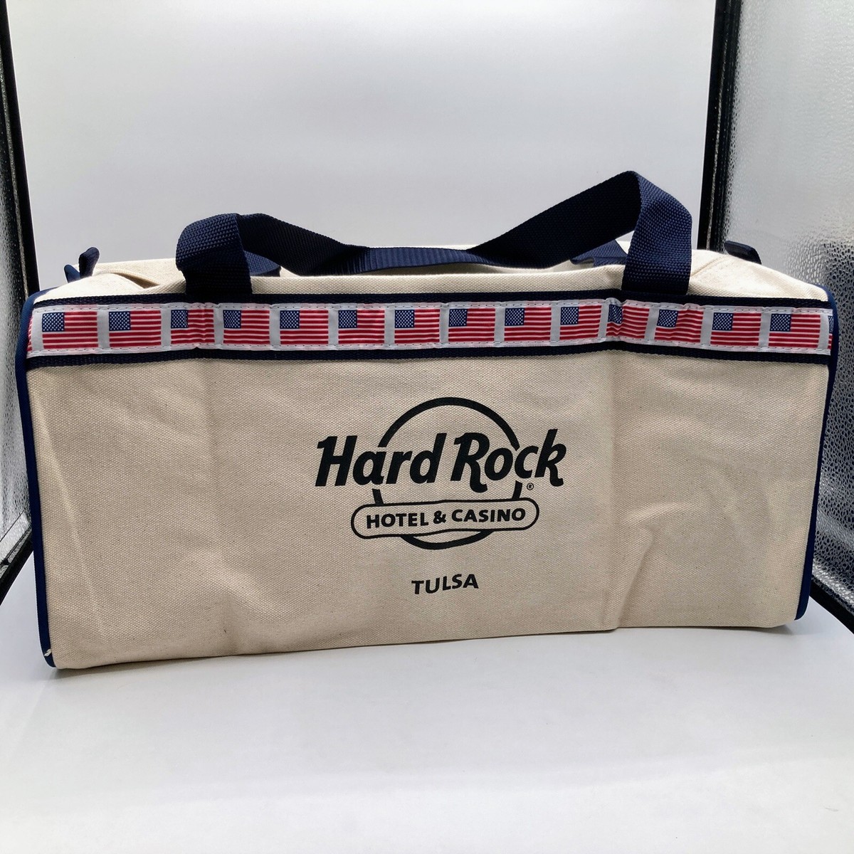 Hard Rock Hotel Casino Tulsa Canvas Bag Patriotic USA Flag Duffle