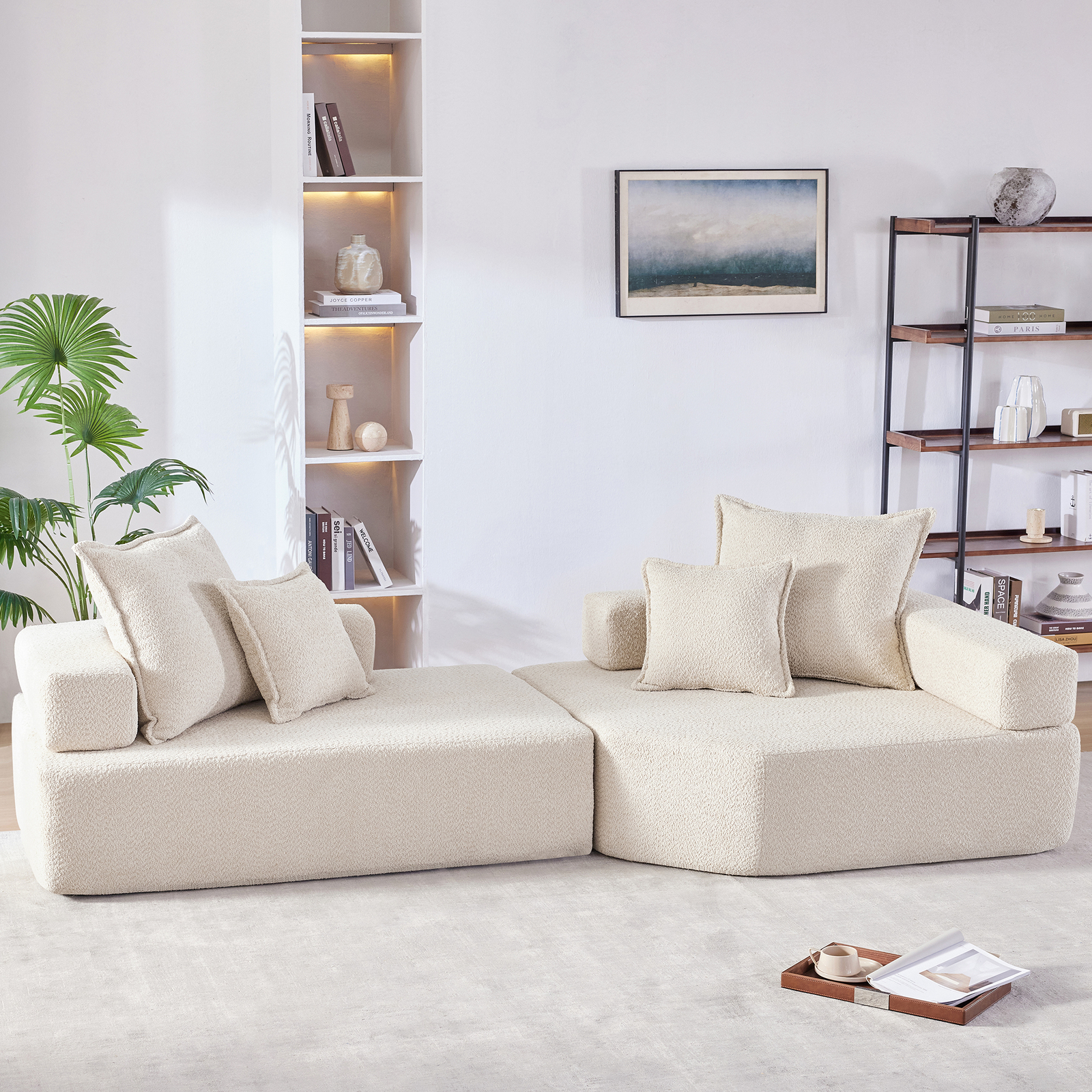 Oversized Modular Sectional Sofa with Luxury Boucle Fabric and Convertible Design
