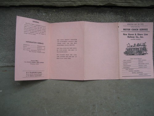 1940, 1943 & 1950 New Haven & Shore Railway Co. Motor Coach Service Time Tables - Picture 4 of 8