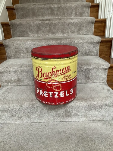 Large Vintage Bachman Pretzel  Aluminum/Tin Can
