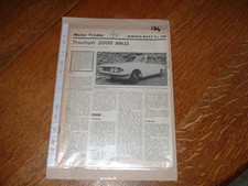 TRIUMPH 2000 MK 2 MOTOR TRADER SERVICE INFORMATION SHEETS. 