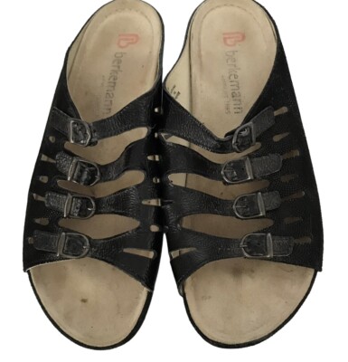 BERKEMANN Hassel Womens Shoes Black Patent Leather Sandals Germany Sz 9.5 US