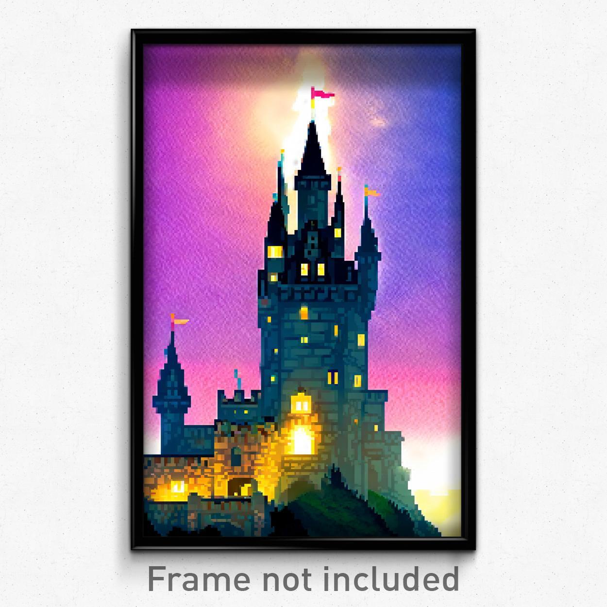Pixel Art Poster - Noted Castle (8 Bit Psychedelic Trippy Video Game Print)