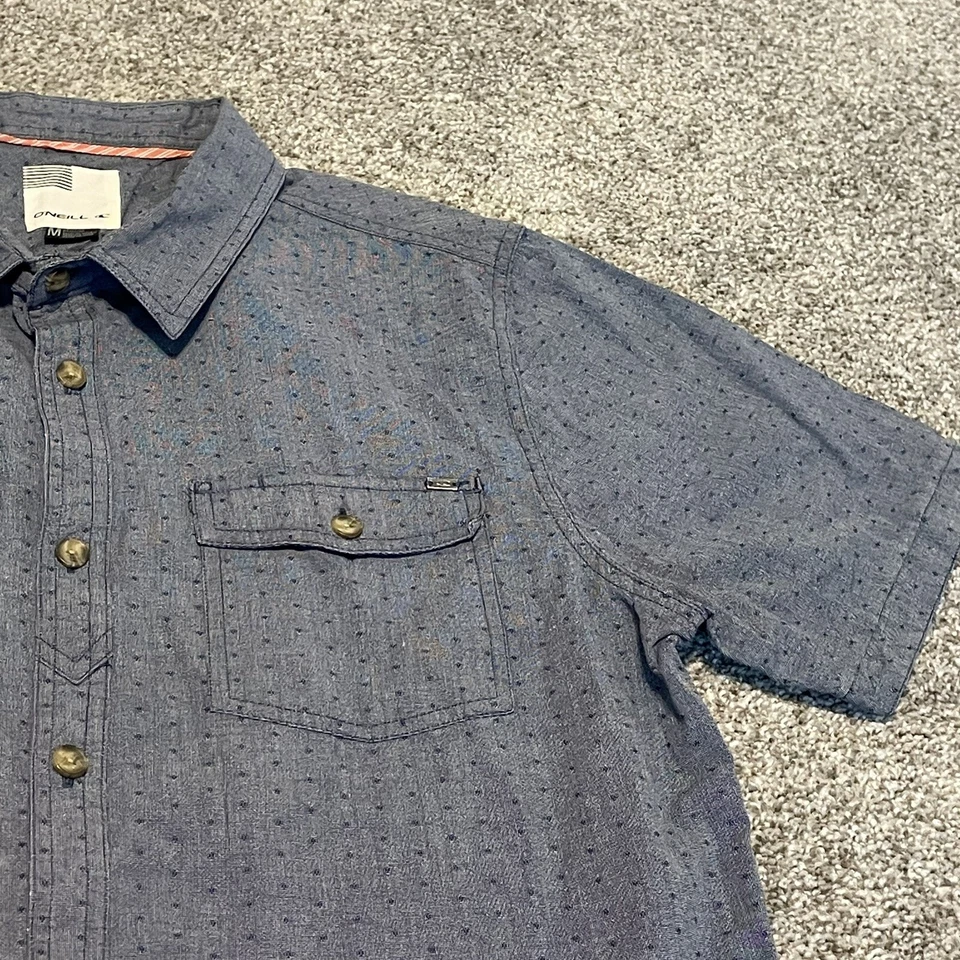 Camisa O'Neill Manga Corta Doble Bolsillo Abotonada Denim Cambray Hombres Talla Med   Foto 2 de 4