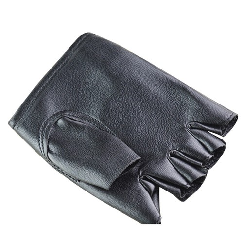 PU Leather Black Driving Motorcycle Biker Fingerless Gloves Men Women Glov-wa - Picture 6 of 6