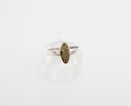 UNIKAT alter um 1900 Ring Gold - Silber Gr. 53 mit Monogramm JW WJ - Bild 5 von 6