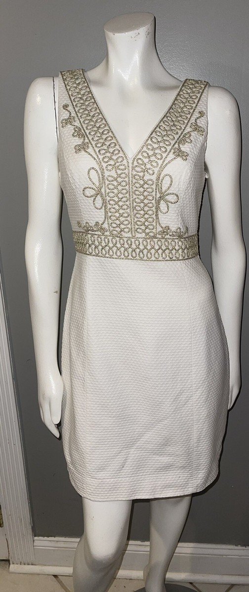 lilly pulitzer white and gold dress Lilly Pulitzer white gold dress sz 2