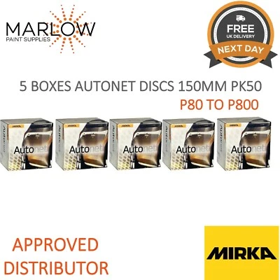 MIRKA AUTONET NET ABRANET ABRASIVE GRIP SANDING DISCS 150MM PK50 - 5 BOX DEAL