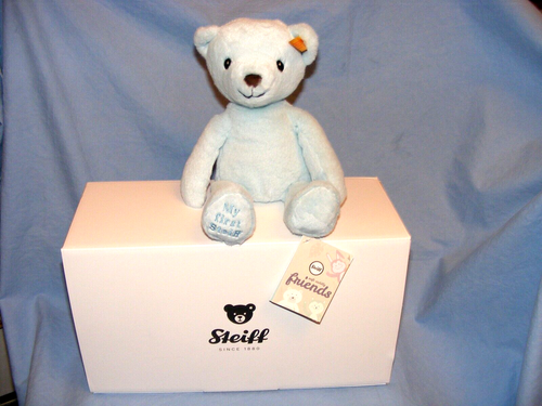 Steiff My First Bear Blue Soft Body Plush GIFT 242144 bear New Baby GIFT BOXED - 第 1/5 張圖片