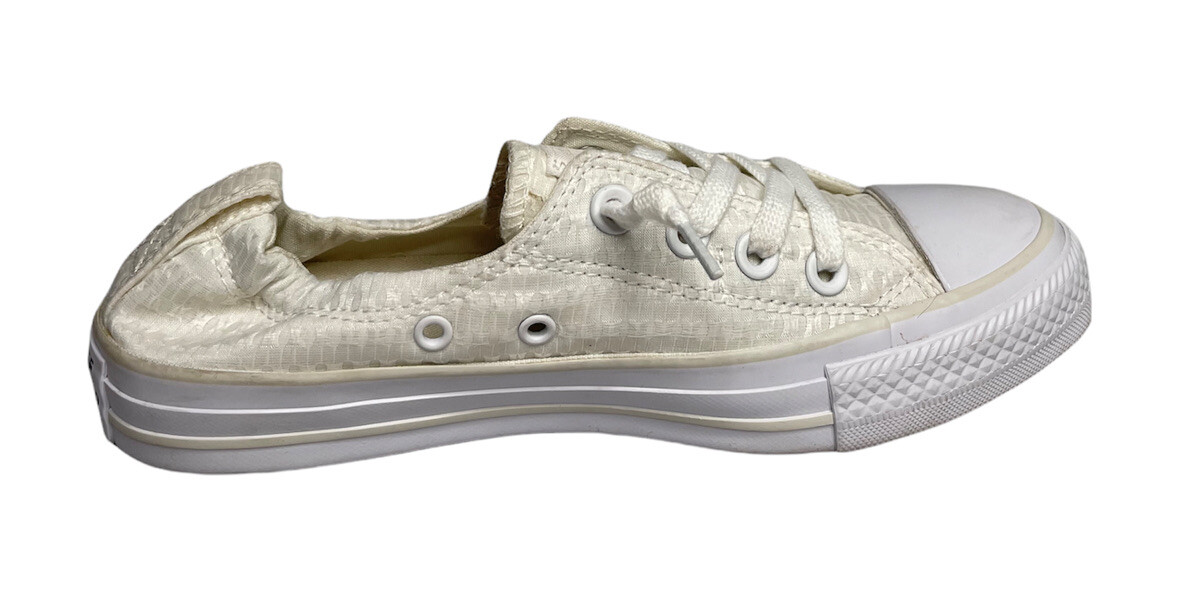 Womens Converse All Star Low Cut Shoes Elastic Back Slip On Sneakers Ivory  Sz 7 | eBay