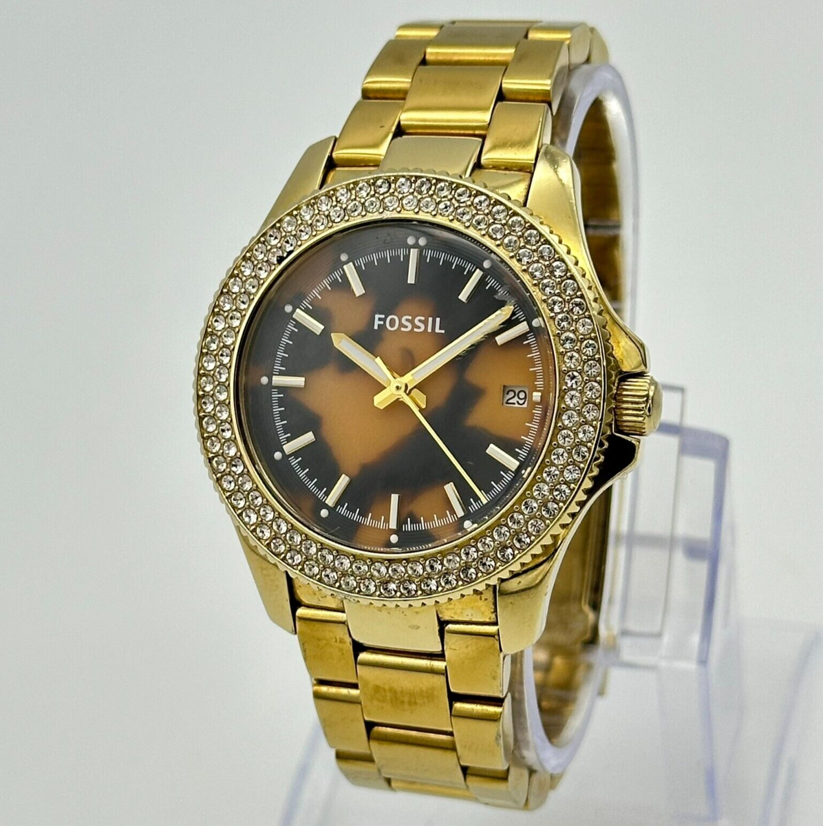 Fossil Women’s Gold-Tone Crystal Bezel Bracelet Watch Ladies main image 3